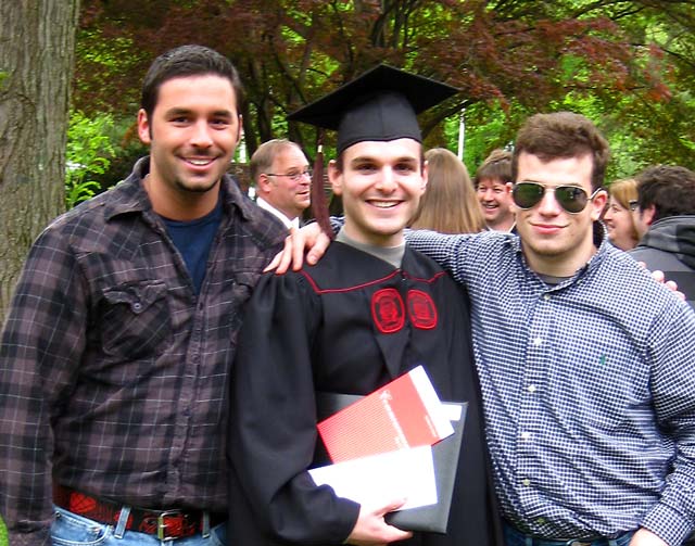 Graduation photo of Zak Shapiro, A.P. Sabourin, and Doug B. Horak