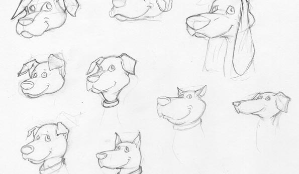 Character sketches of Artie the hound dog