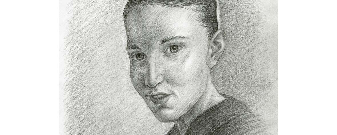 Close up of a portrait sketch of my sister