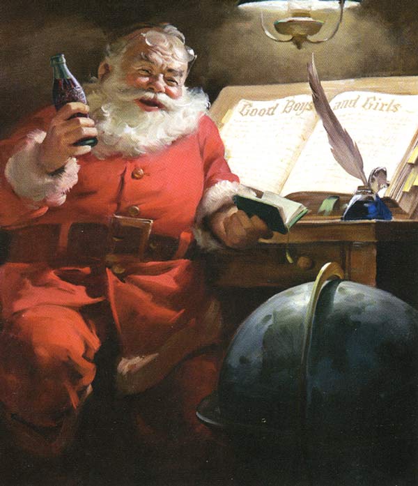 Haddon Sundblom's Coca-Cola Santa with his naughty or nice list