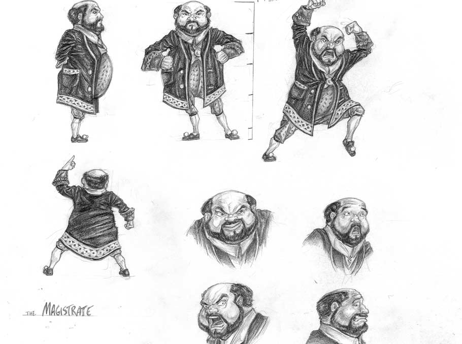 Character model sheet of the magistrate from the Magic Paintbrush